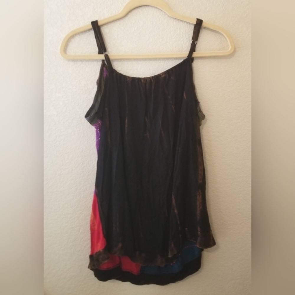 Boho Tie Dye Tank Top. Purple. Red. Black. Summer. Bohemian. - Picture 5 of 15